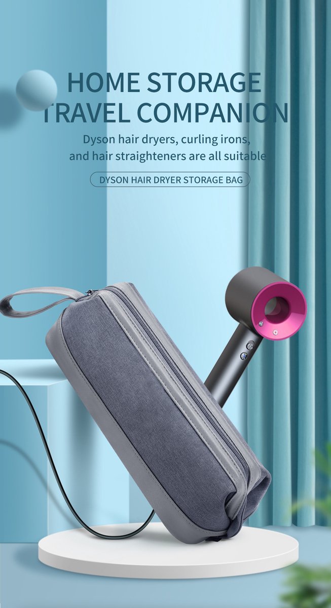 Rainbecom - Opbergtas voor Dyson Airwrap Haarstyler - 39x17x12.5 cm - Reisetui Supersonic - PU Leer & Fluweel - Waterdicht - Krasbestendig - Reistas voor Haarstylingtools – Donkergrijs - Föhn, Haardroger, Föhnborstel, Krultang & Stijltang thumbnail 6