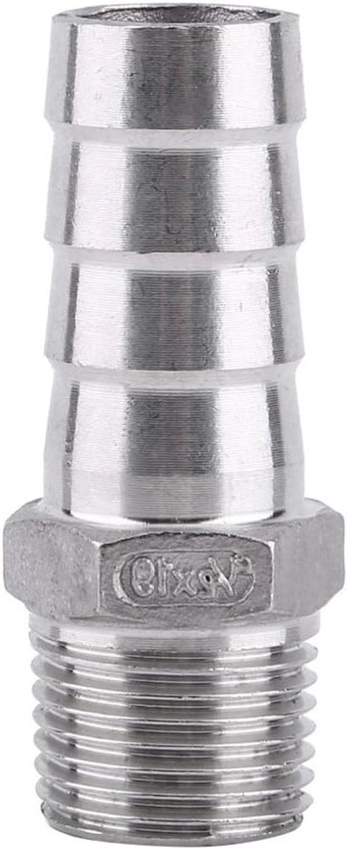 Allecto Plus - Roestvrij Staal Slangfitting Weerhaak Buitendraad 55° BSPT 1/8"~3/4" 19mm - RVS316 Kwaliteit
