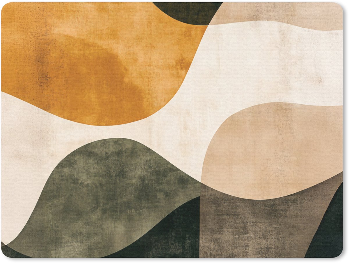 Muismat 23x19 cm - Mousepad Vormen - Okergeel - Abstract - Muismatten