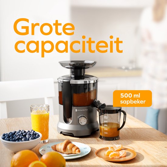 KitchenBrothers Sapcentrifuge - Voor Groenten en Fruit - Juicer - Met Pulpcontainer - 500ml - 600W - Zilver/Grijs van KitchenBrothers — afbeelding 4