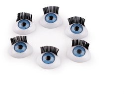 2 paar levensechte oogjes met wimpers - poppenogen - pupil blauw - oog ovaal - ovalen poppenoogjes - diy - 4 ogen realistisch