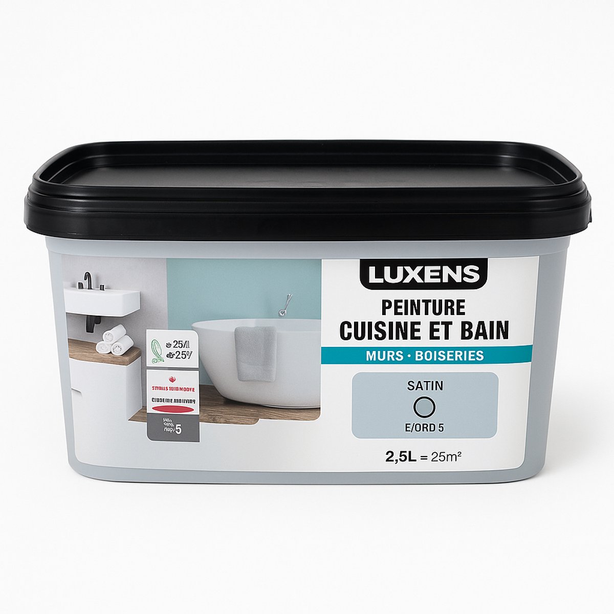 Luxens Muurverf Keuken & Bad – 2,5L – FJORD 5 – Satijn – Waterbasis – ca. 25 m² – Binnenverf – Vochtbestendig