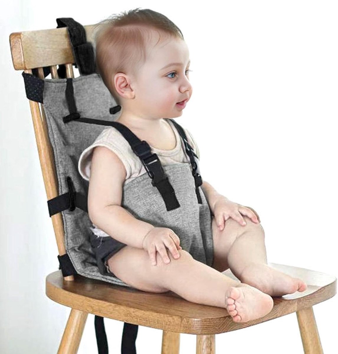 Kinderstoel Tuigje - Veiligheidstuigje Kinderstoel - Tuigje Kind - Verstelbaar Baby Gordel Harness - Baby Travel Essential Harness Seat - Chair licht grijs - Kinderstoel - Draagbare kinderstoel voor baby - reizen Baby Essentials – foto 3