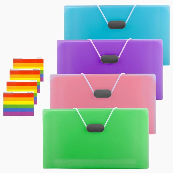 4 stuks waaiermap A6 documententas - indexkaarten box A6 leeg