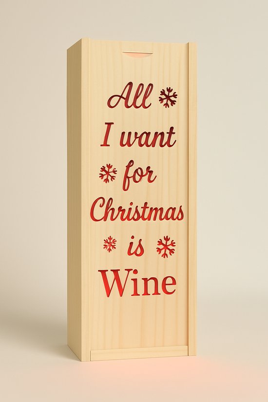 Luxe drankdoos - Christmas wine - Gravure - Met LED-verlichting - Geschenkverpakking - Wijndoos - Wijnkist - Ilumiëllo