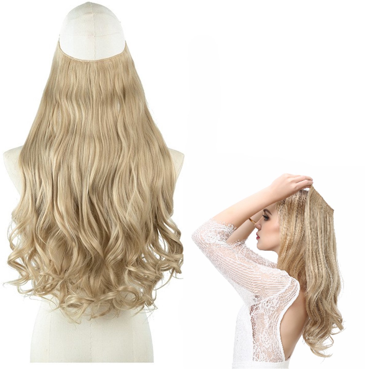 Haren Vrouw – Haarstuk - Blond Golvend Haar - Lang Stijl Haar -Gemakkelijk te Bevestigen -LOUZIR