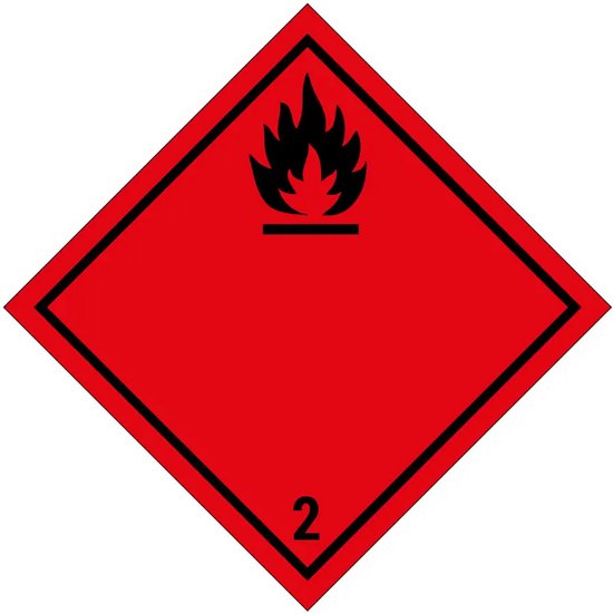 ADR klasse 2.1 brandbare gassen stickers op rol - 20 x 20 cm - 106 ...