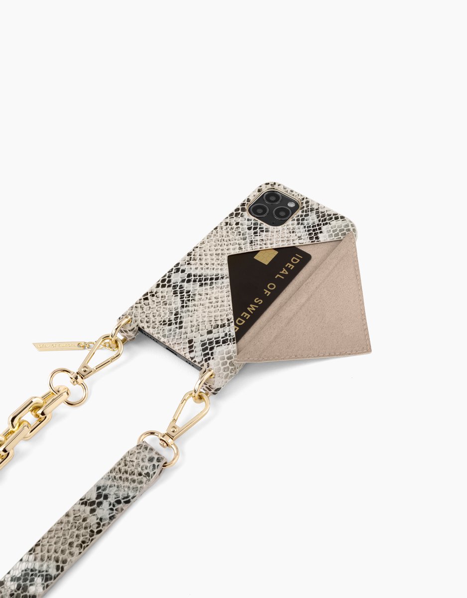 iDeal of Sweden Statement Phone Necklace Case voor iPhone 11/XR Beige Shimmery Snake