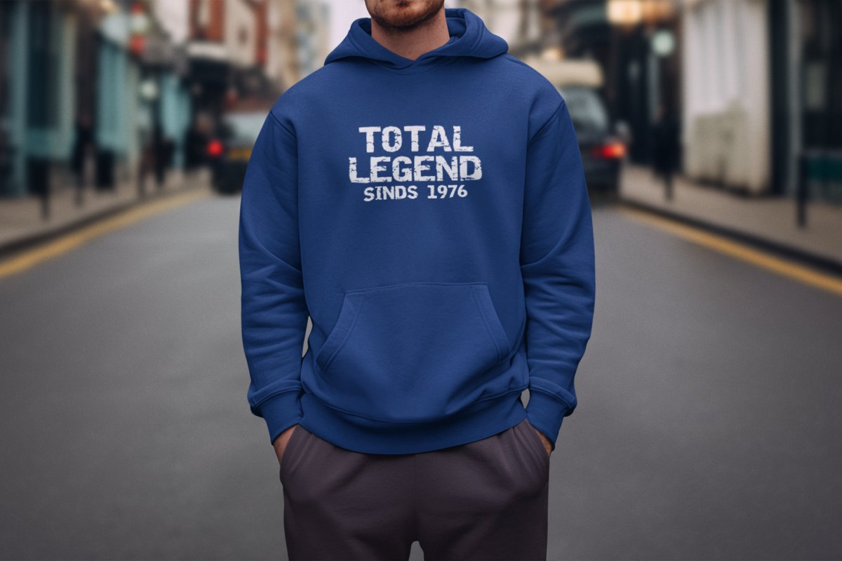 1976 Jaar Navy Hoodie heren - Maat L - Total Legend - Verjaardag Cadeau Mannen - Limited Edition