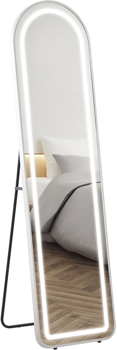 HOMCOM - Spiegel op ware grootte - 40x5x150cm - Gehard glas - Zilver