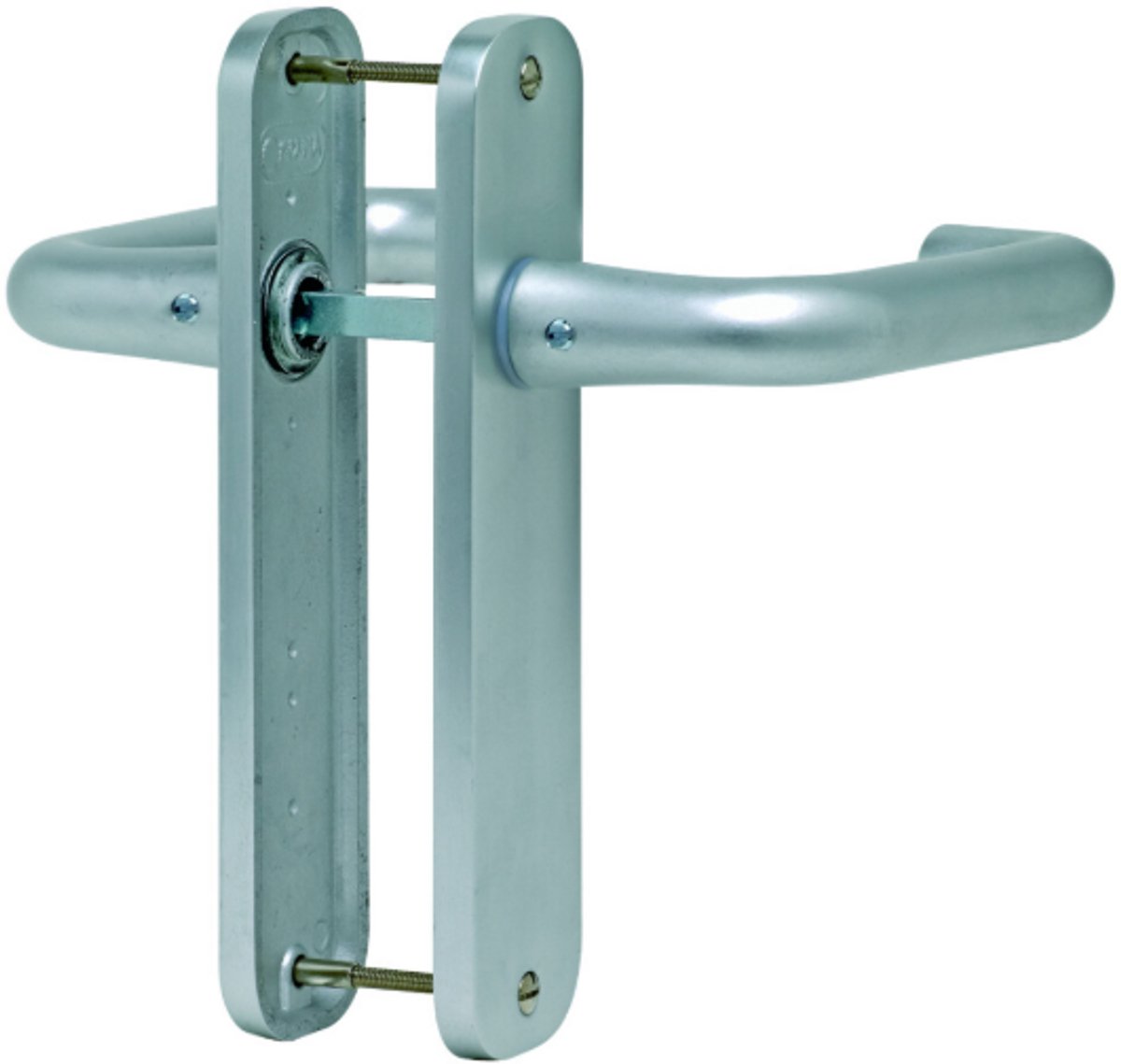 Ivana Economy Deurkrukgarnituur Hoogeveen PC72 Gegoten Aluminium F1 Vastdraaibaar Op Schild 190x42mm