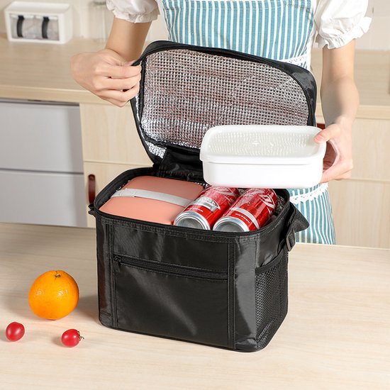 Opvouwbare koeltas - 10L koeltas - Kleine geïsoleerde tas - Picknicktas - Perfect als picknickkoeler - Lunchtas - Auto, Buiten, Wandelen, Kamperen (Zwart) van Merkloos — afbeelding 4