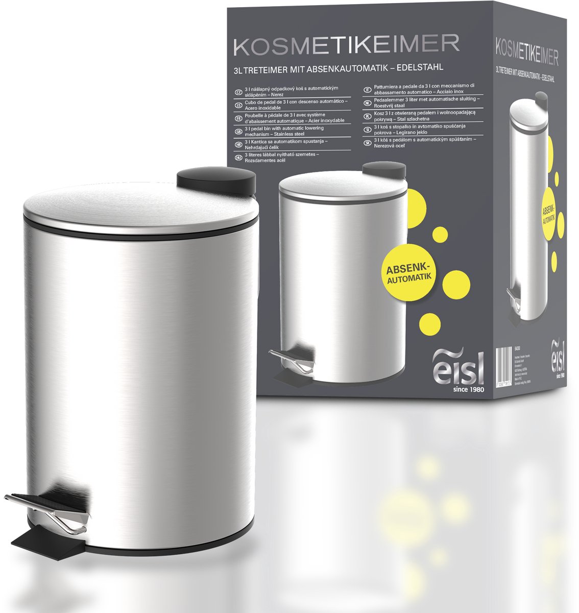 EISL Cosmetica pedaalemmer - Bad - 3l - RVS