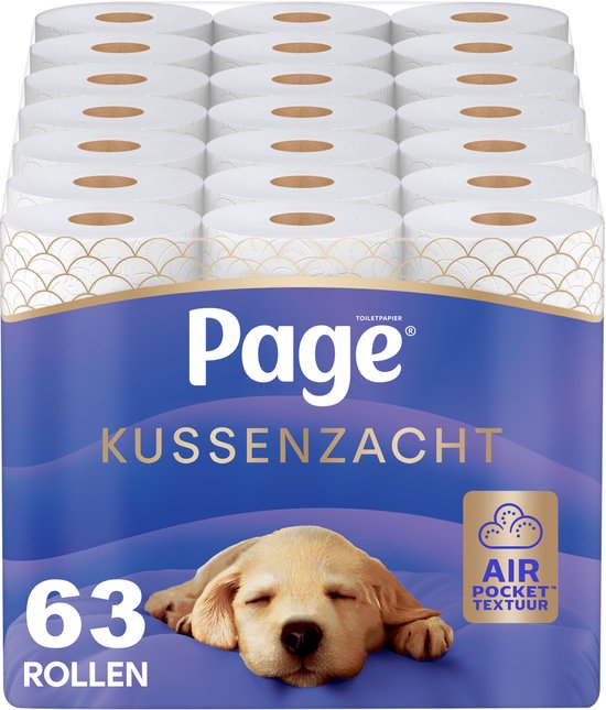 Page® toiletpapier - Kussenzacht Design wc papier - 63 rollen - Ultiem comfort - Voordeelverpakking