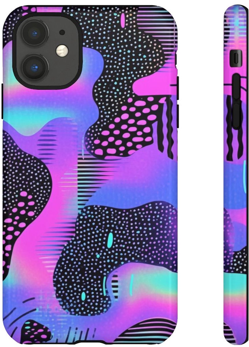 Abstract Neon Vaporwave Patroon – Telefoonhoesje Geschikt voor iPhone 11