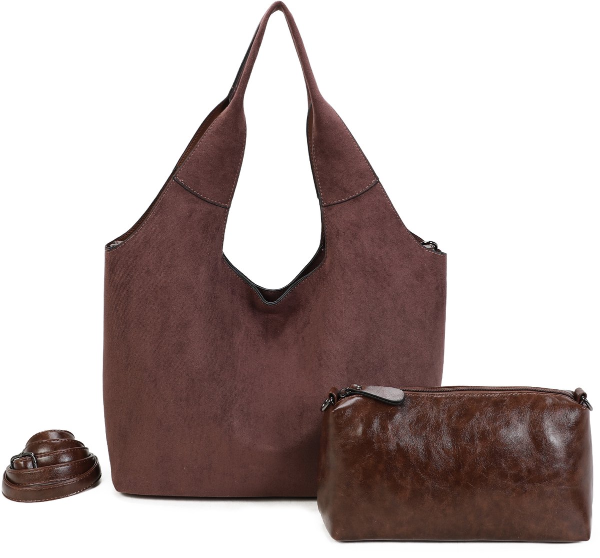 Ines Delaure - Hippe tas in tas handtas - 2 tassen voor 1 - bruin
