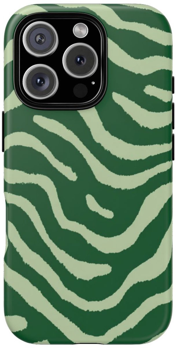 Groen Golvend Strepenpatroon – Telefoonhoesje Geschikt voor iPhone 16 Pro