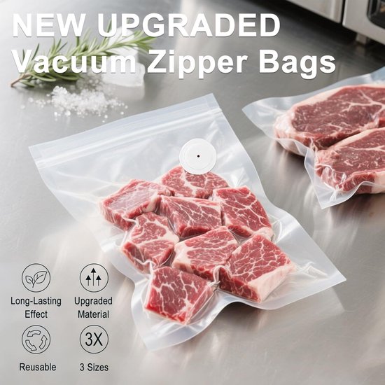 Vacuüm Sealer Zakken 20 x 600 cm - 2 Rollen voor Sous Vide Koken en