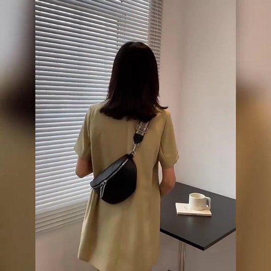 Rainbecom - Crossbodytas Dames PU Leer – 3 Vakken – Dubbele Rits - Stijlvol Schoudertas met Verstelbare en Afneembare Schouderriem – Zwart – Lichtgewicht en Modieus – 23x15x8cm