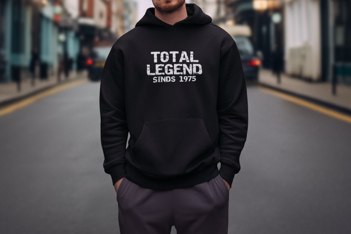 1975 Jaar Zwart Hoodie heren - Maat XL - Total Legend - Verjaardag Cadeau Mannen - Limited Edition
