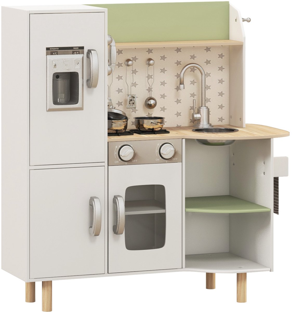 AIYAPLAY - Kinderkeuken speelset - 84x34x89cm - Hout - Wit