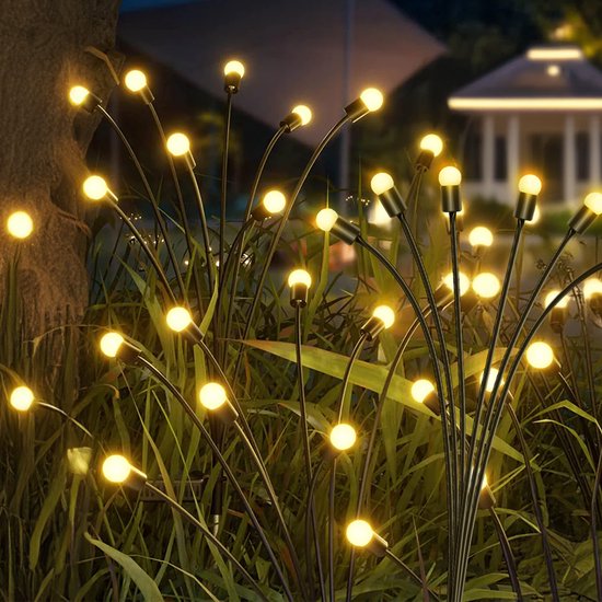 Aigostar 10Q4W - Solar LED Tuinverlichting - Sfeerverlichting Vuurvliegjes - Buitenverlichting op Zonne Energie - Tuinverlichting - Prikspots Buiten - Waterdicht - 2x 6 LED Bolletjes