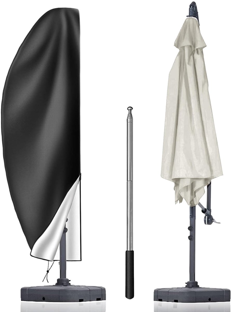 Ibenzoa® Weerbestendige beschermhoes voor parasols met telescoopstang en ritssluiting, geschikt voor grote tuinparasols