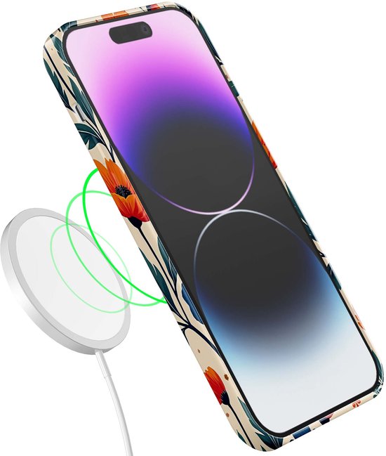 Coque de téléphone Smartphonica adaptée à iPhone 14 Pro Max avec imprimé Fleurs bleu Oranje - Coque souple flexible en TPU - Coque arrière Design fleurs Blue Orange adaptée à iPhone 14 Pro Max