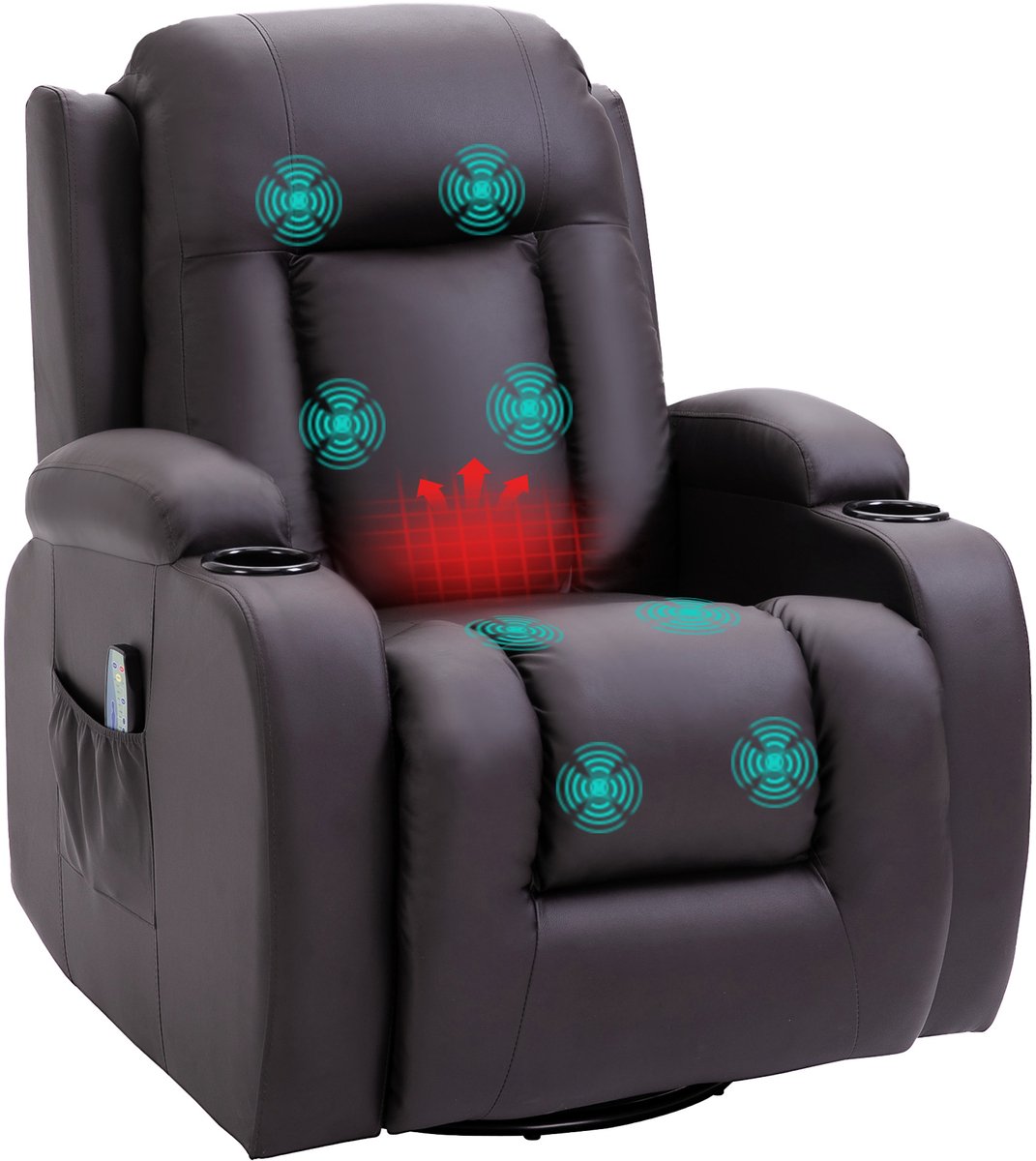 HOMCOM Massagesessel Kunstleder 85L x 94B x 104H cm