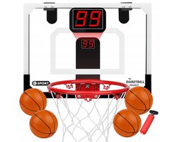 Mini Basketbalring - Indoor Basketbalring - 40*30cm - met 4 Basketballen en Scoreteller - Muurbevestiging - Inclusief montageaccessoires - Geschikt voor Thuis, Kantoor en Studentenhuisvesting