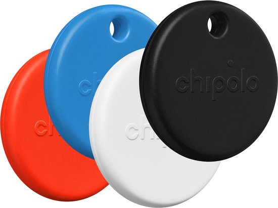 Chipolo Pop - Bluetooth Tracker & KeyFinder - Werkt met Apple Find My & Android Find My Device - Tracker Apple iPhone & Android - 120 dB - Zwart & Wit & Rood & Blauw - 4 Pack Chipolo Pop - Bluetooth Tracker & KeyFinder - Werkt met Apple Find My & Android Find My Device - Tracker Apple iPhone & Android - 120 dB - Zwart & Wit & Rood & Blauw - 4 Pack