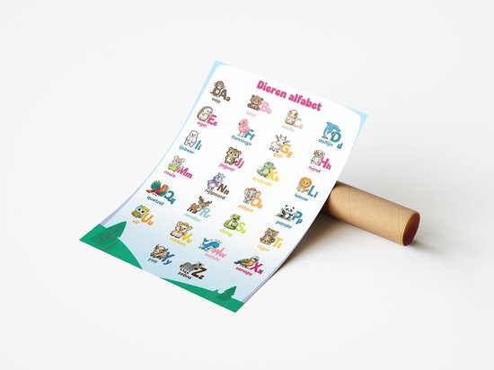 Affiche alphabet – Animaux ABC – Apprendre les lettres – pour Enfants – Format 61 x 91,5 cm – Affiche éducative – Ludique et pédagogique – Affiches École