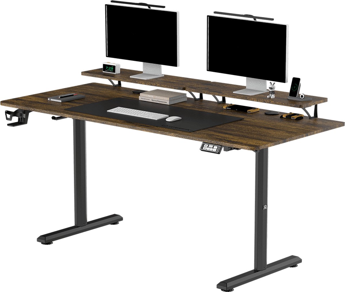 Ultradesk HIGHLANDER XXL – Bureau voor Gaming, Kantoor & Home Office – Bruin – 160 x 70 cm – Elektrisch verstelbaar – Ergonomisch thumbnail 5