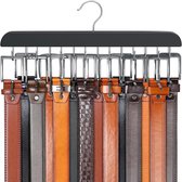 Riemhanger voor in de kast - 14 haken - 2-in-1 riemhanger - Draaibaar riemrek - Kastorganizer - Geschikt voor maximaal 42 riemen - Garderobeaccessoire - Multifunctionele organizer - Geschikt voor stropdassen, bh's en vesten - Zwart