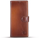 Geschikt Voor Samsung S24 Ultra Hoesje Leer - Solidenz Bookcase S24 Ultra Lederen - Echt leer - Telefoonhoesje Met Pasjeshouder - Top grain leather case cover - Bruin