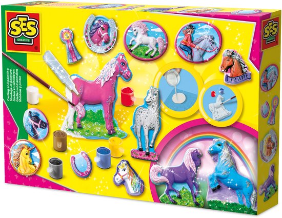 SES Creative - Hobby Pink - Gieten en Schilderen - Fantasie Paarden - Knutselen Meisjes - Sneldrogend - Vanaf 5 jaar