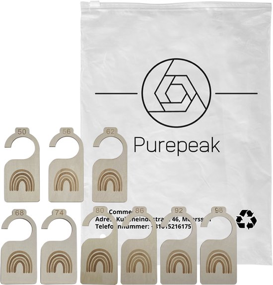Purepeak Maathangers Baby Set 9 Stuks - Kledinghangers Geschikt voor Maat 50 tm 98 - Kastverdeler Kind - Maatverdelers voor Babykleding — afbeelding 5