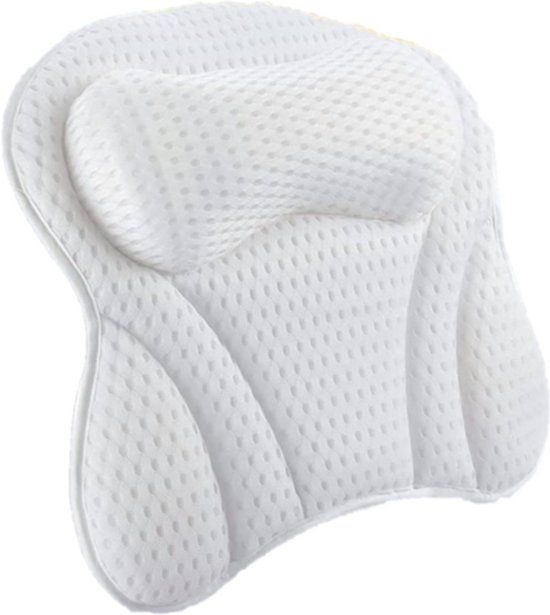 SimplySerene Luxe badkussen voor hoofd-, nek- en rugsteun, 4D Air Mesh-technologie, 6 zuignappen voor badkuipen, bubbelbaden, jacuzzi's en thuisspa's, past op alle badkuipen, wellness-kwaliteit