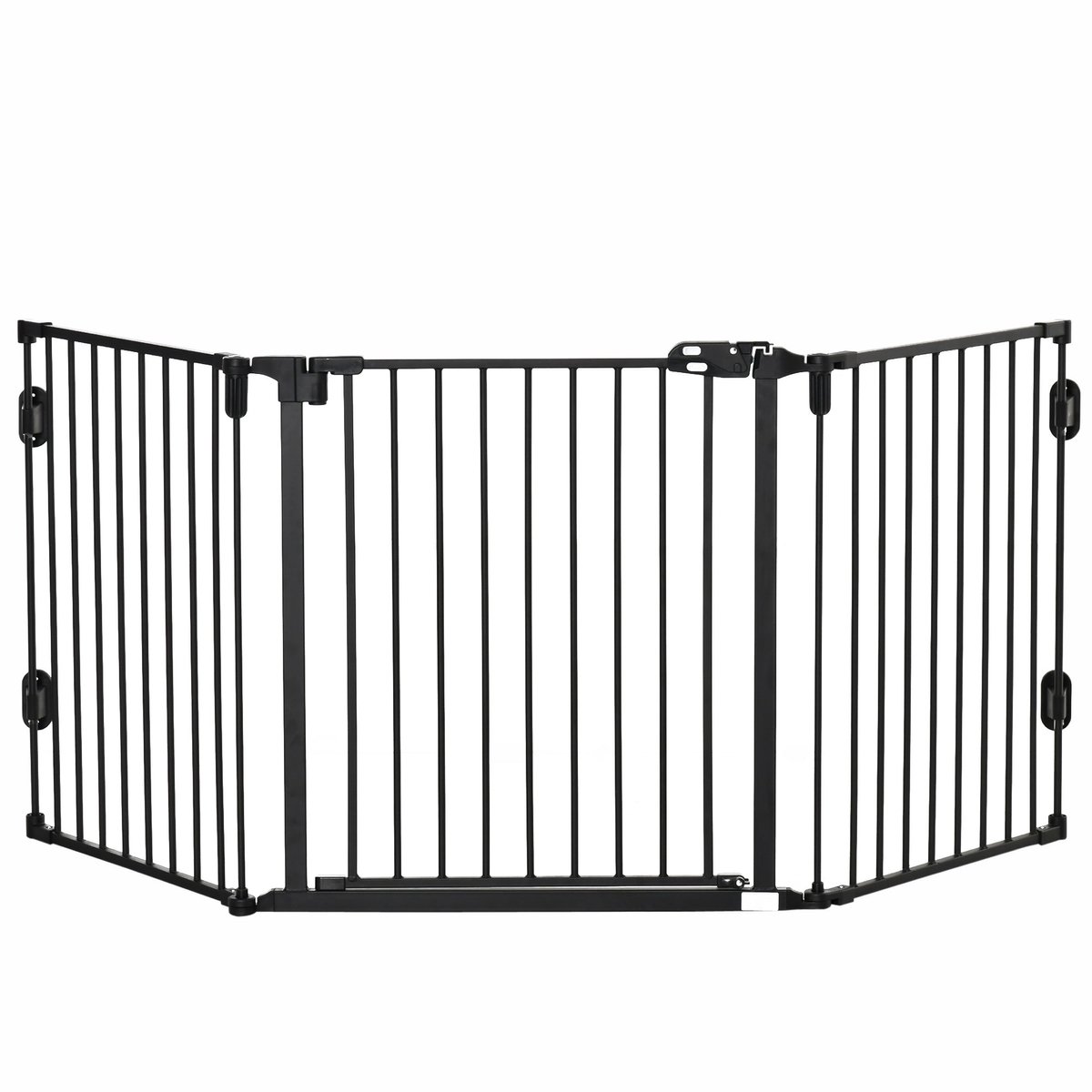 Merax Hondenhek Binnen 3 Panelen Opvouwbaar 202x76 cm Met Automatische Deur Kunststof Veiligheidsrek Voor Hond Verstelbaar Vrijstaand Zwart