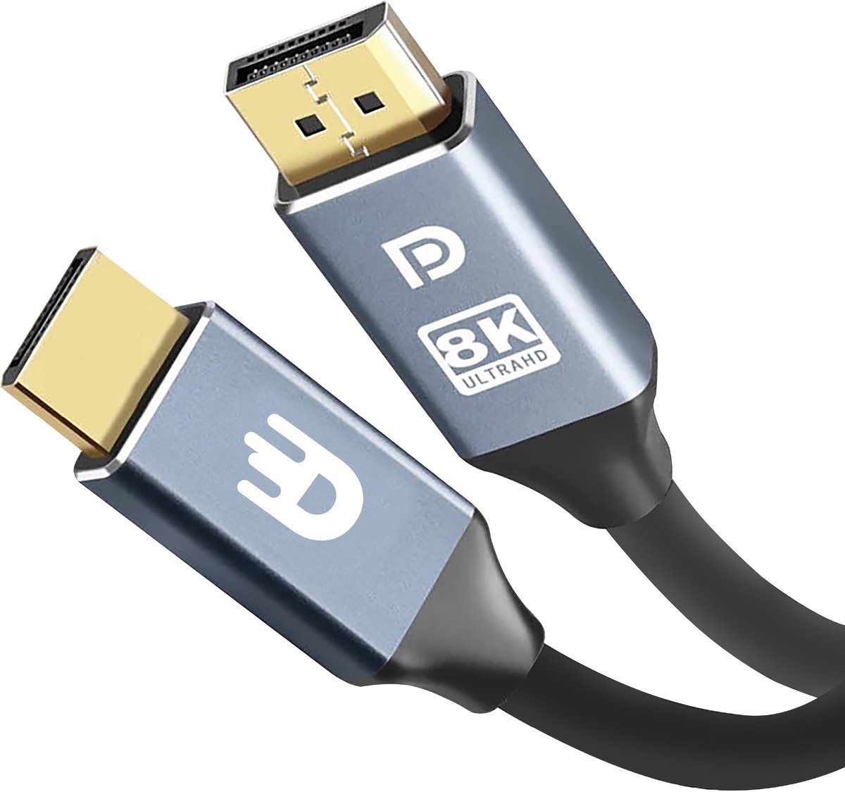 Bol.com Drivv. Displayport Kabel - 8K 60Hz - 4K 144Hz - 32.4GBps - Displayport 1.4 - DP Kabel - PVC - 3 meter - Space Grey aanbieding