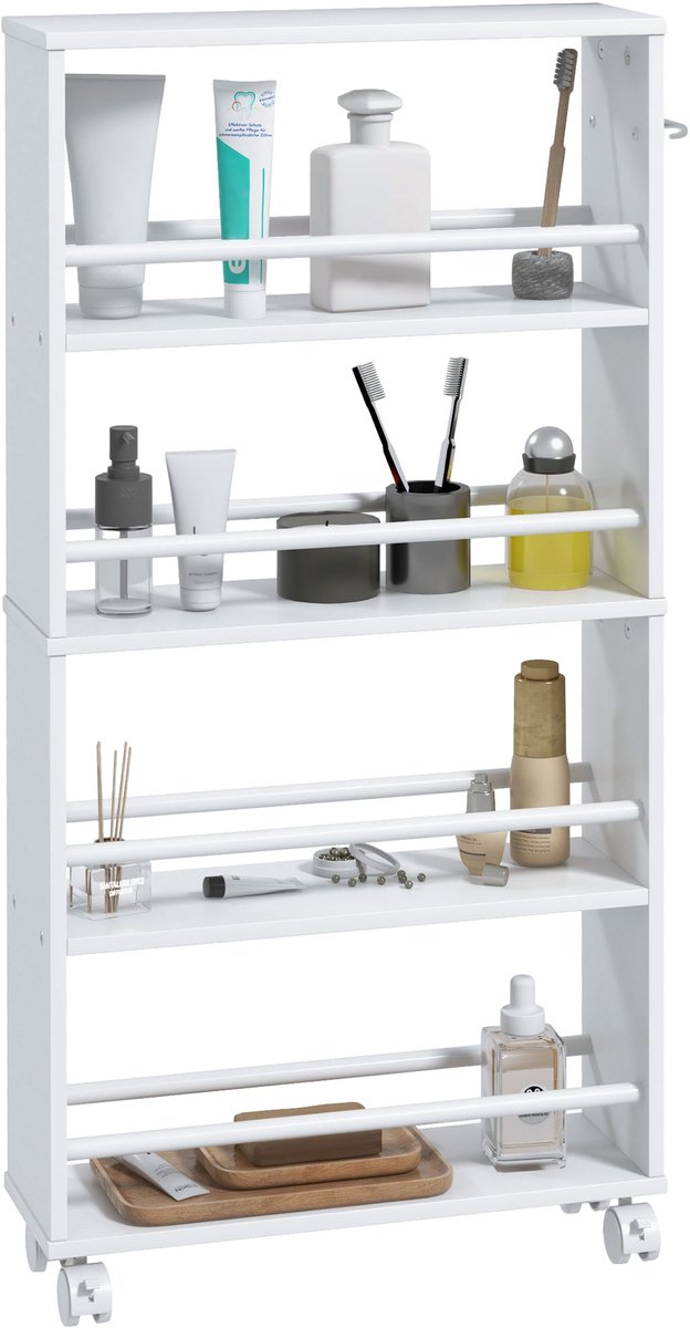 HOMCOM - Rolwagen - Spaanplaat - 45L x 15B x 91H cm - Wit