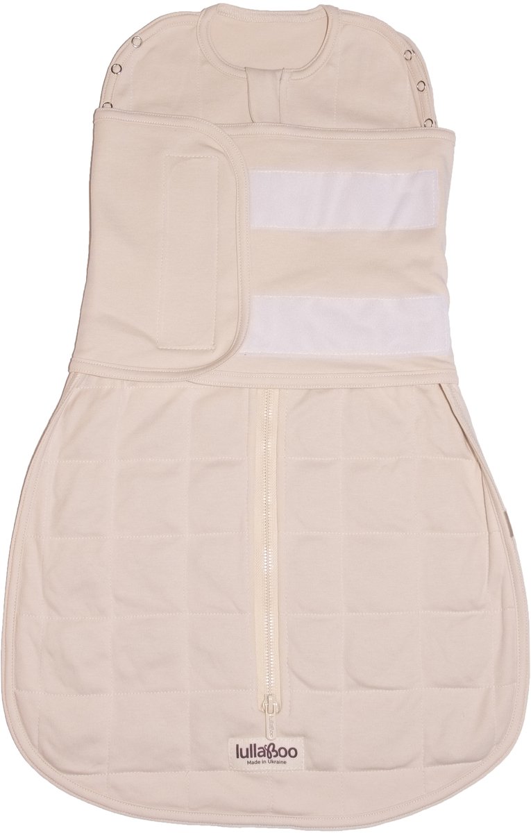 Baby Verzwaarde Slaapzak 0–6 mnd (maat XS) met afneembare inbakerband – Cremewit – TOG 1.2 (Weighted Sleeping Bag Lullaboo)