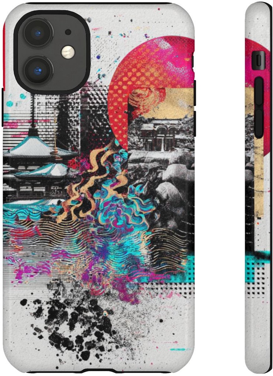 Abstracte Japanse Zen Tuin Collage – Telefoonhoesje Geschikt voor iPhone 11