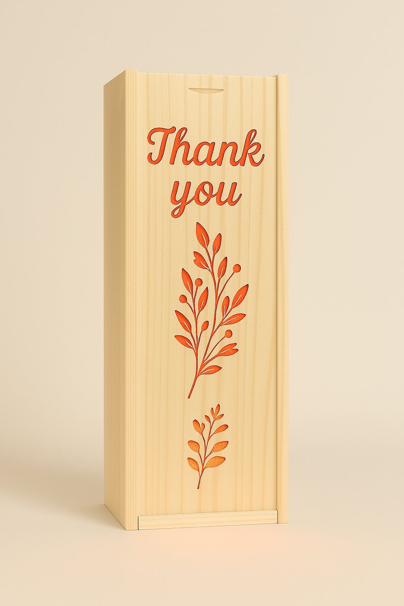 Luxe drankdoos - Thank you - Gravure - Zonder LED-verlichting - Geschenkverpakking - Wijndoos - Wijnkist - Ilumiëllo