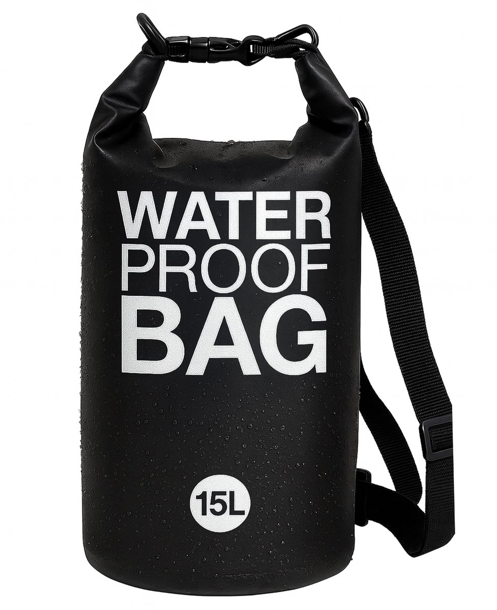 TTD® Waterdichte Tas - Waterproof Drybag - Opberg Zak - 15 L - Outdoor Tas - Zwart