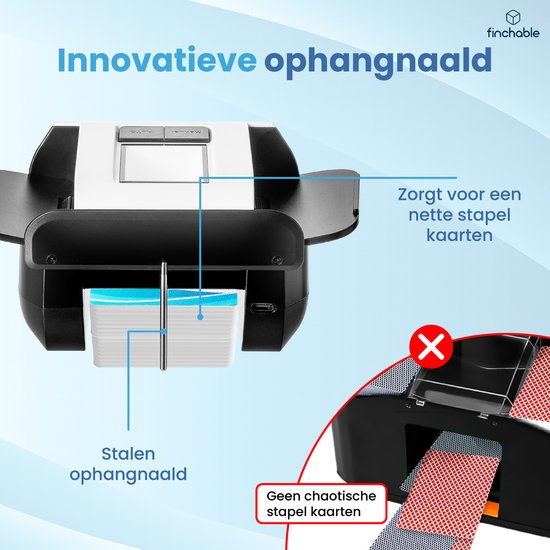 Finchable® Kaartenschudmachine - Schudmachine voor Speelkaarten - Kaartschudder met 2 Standen - Oplaadbaar