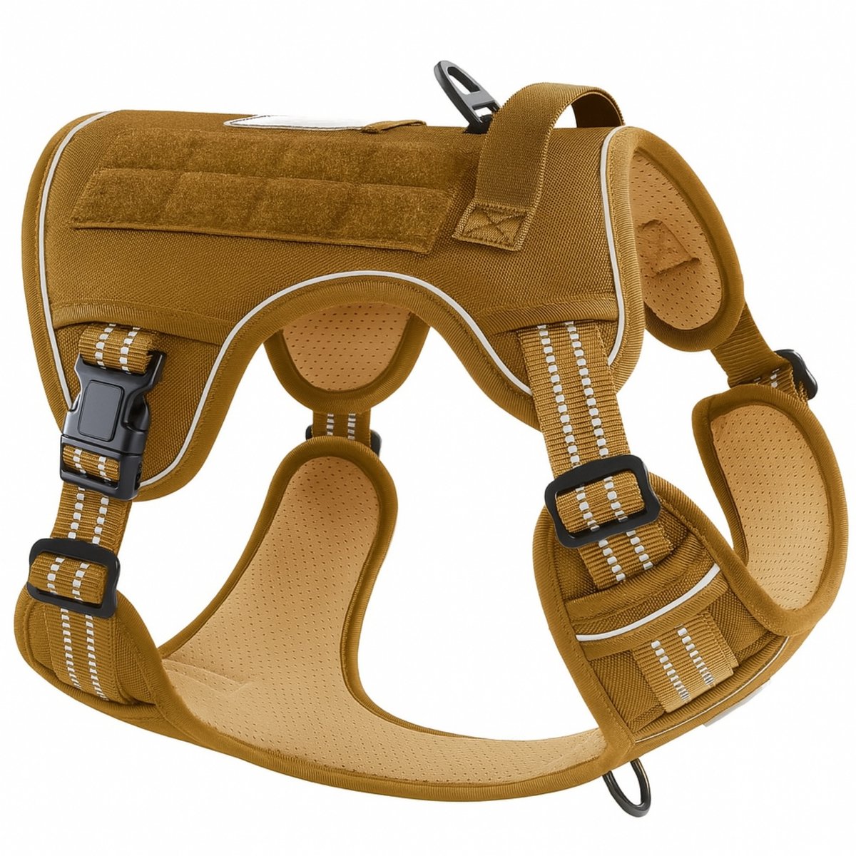 JAXY - Hondentuig Anti Trek - Y Tuig Hond - Harnas Hond - Hondenharnas - K9 Hondentuig - Hondentuig Grote Hond - Khaki - Maat L