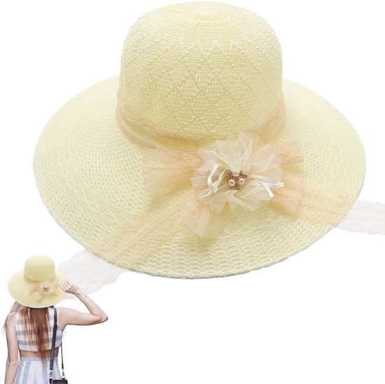 Relaxdays panamahoed - deukhoed beige - zonnehoed dames