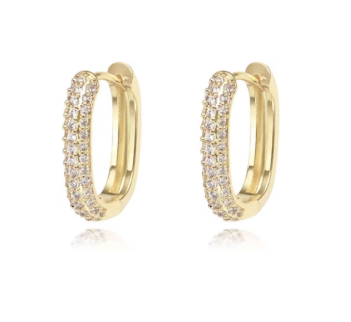 Merlie oorbellen - Goudkleurige Hoepels met Zirkonia Steentjes - verguld - Luxe & Elegant 1.8 cm