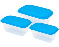 GIO'STYLE Set van 3 luchtdichte voedselcontainers – 0,5 l + 1 l + 1,5 l – Gemaakt in Italië – rechthoekig – geschikt voor koelkast, vriezer en magnetron – luchtdicht